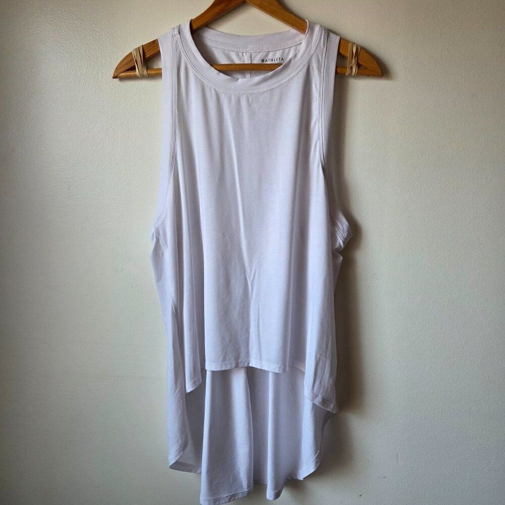 EUC ATHLETA WHITE HIGH LOW TANK TOP SIZE SMALL